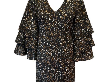 Hailen Tiered Bell Sleeve Dress By Mud Pie In Leopard Print, Size: S Sale