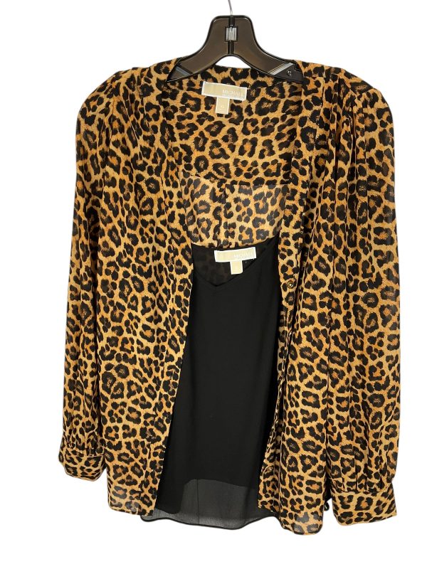 Top Long Sleeve By Michael By Michael Kors In Animal Print, Size: Xl Discount