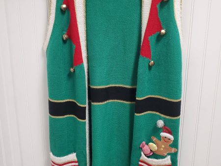 Vest Sweater By Clothes Mentor In Green & Red, Size: M Cheap